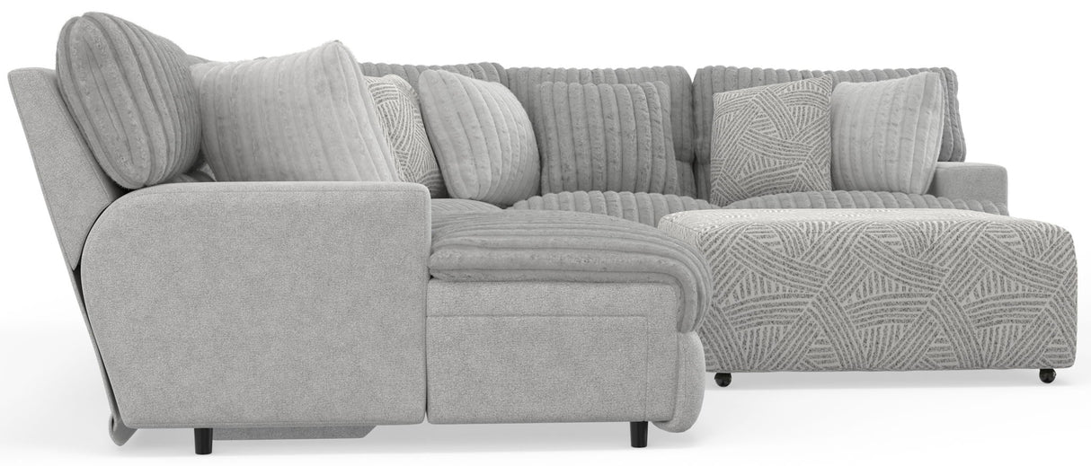 Abraxas - 6 Piece Power Reclining Sectional With Lay-Back Chaise, 2 Reclining Seats, And Included Cocktail Ottoman (LSF Chaise) - Moonstruck