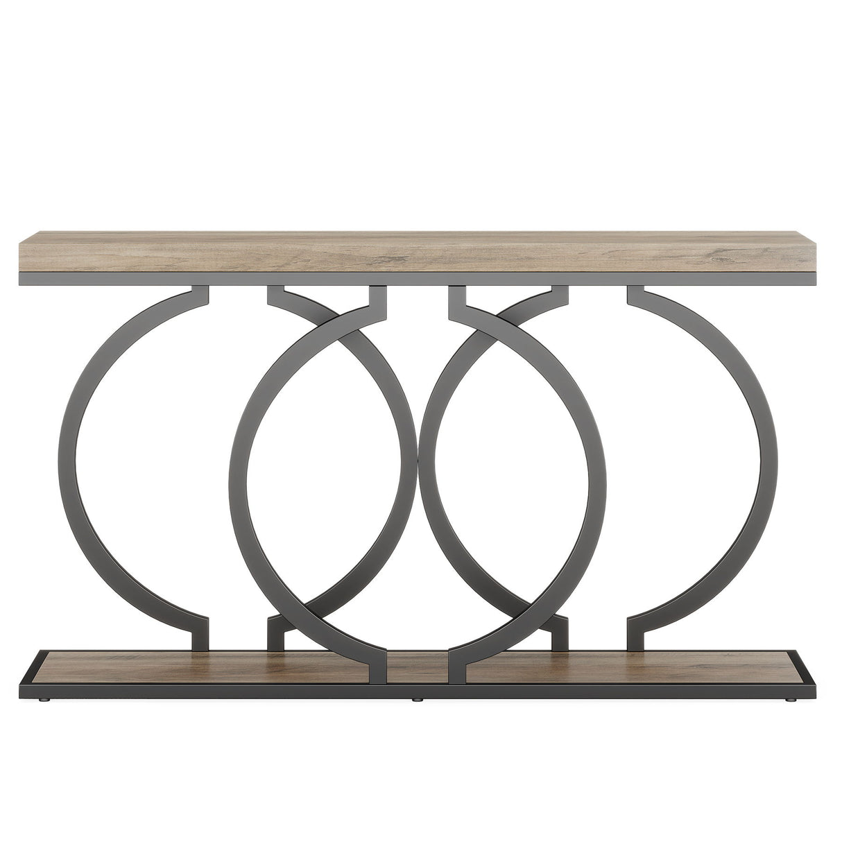 Console Table Narrow Long With Geometric Frame - Gray