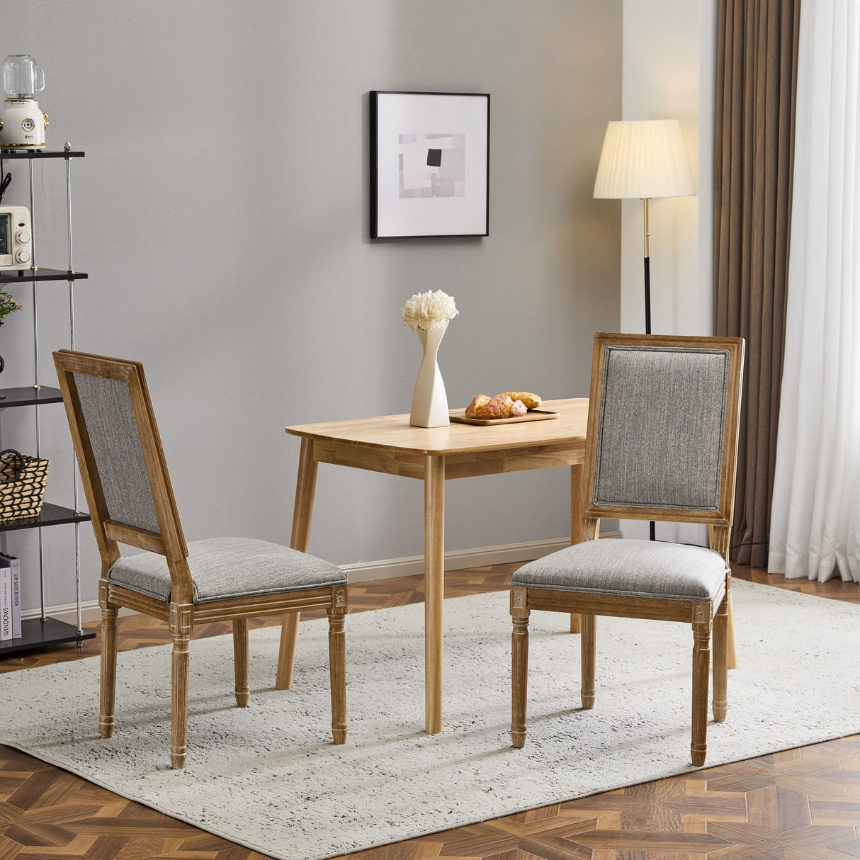 French Country Style Dining Chair With Upholstered Seating And Fluted Legs