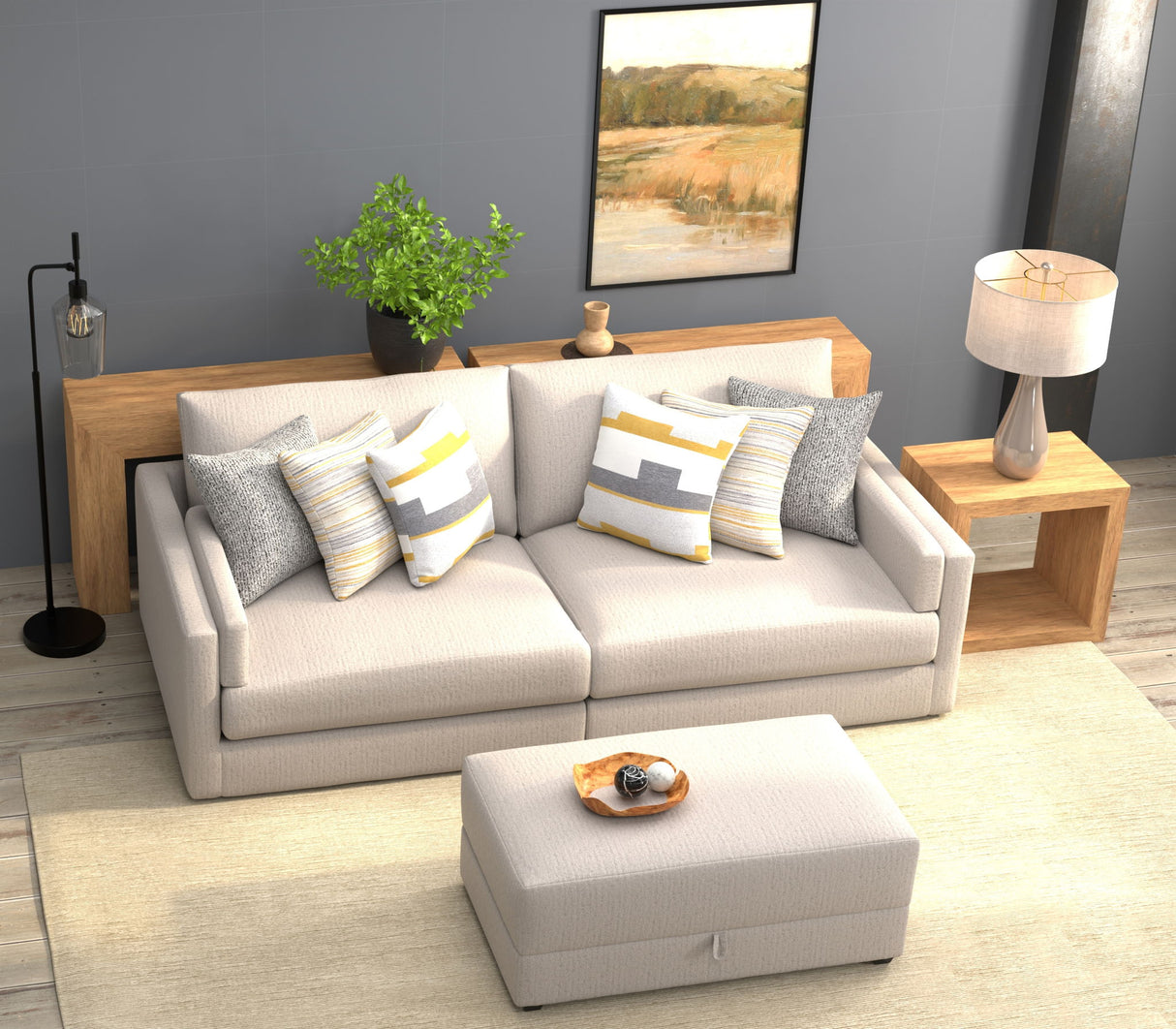 Trevor - Extra Deep Oversized Sofa With Included Storage Cocktail Ottoman