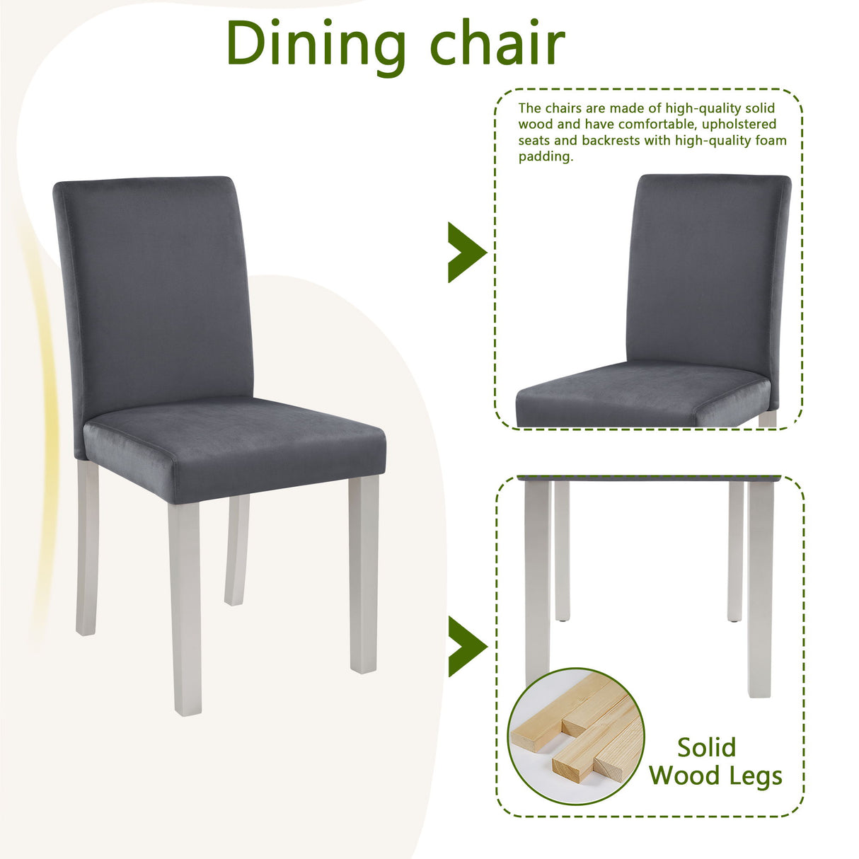 Dining Table Set, Table With A Rectangular Table And Upholstered Chairs