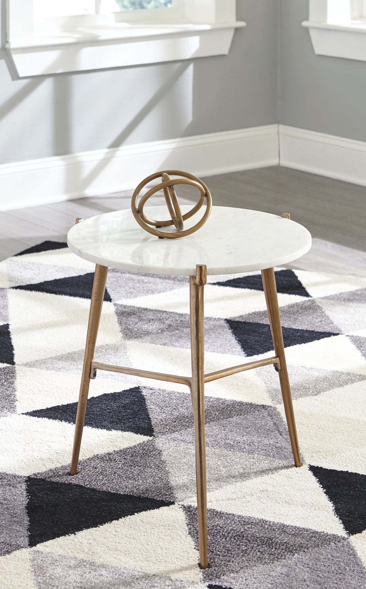 Chadton - Accent Table - White / Gold Finish