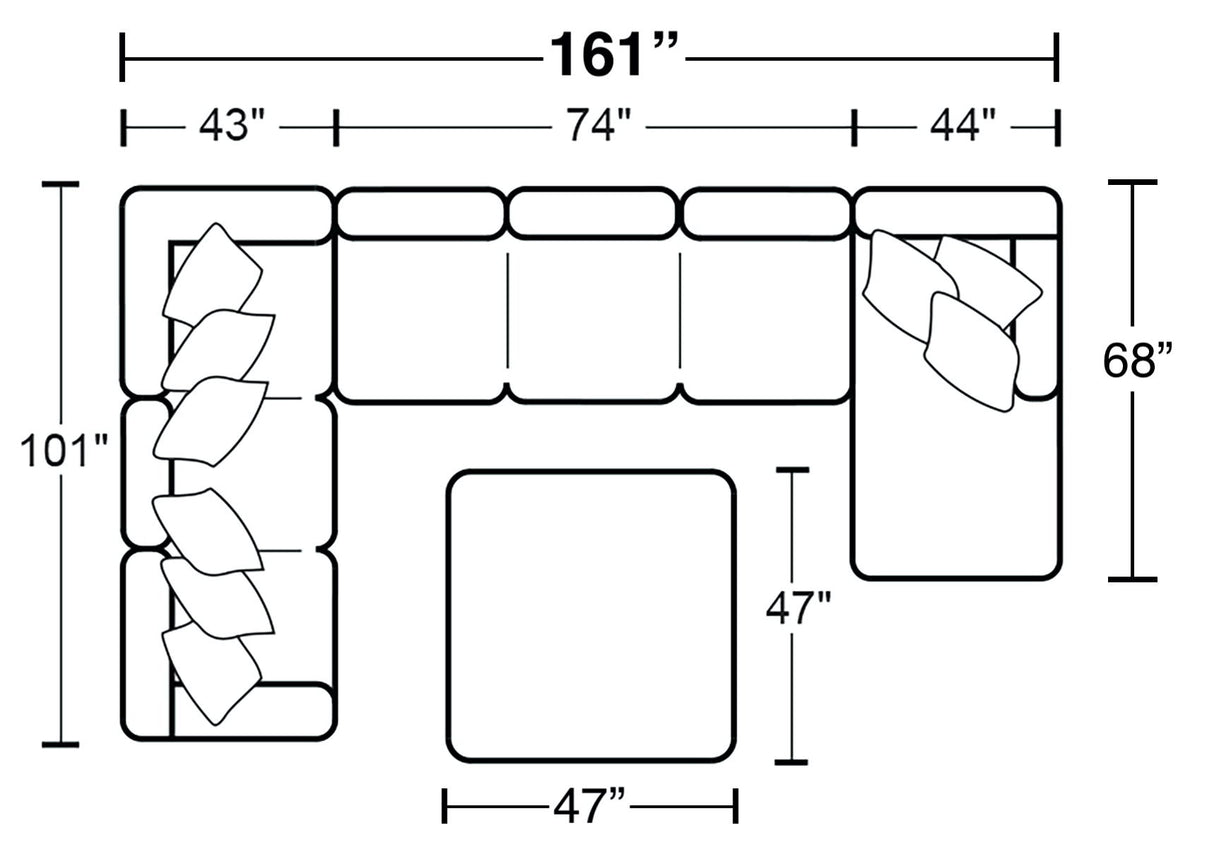 Glacier - Sectional With Cocktail Ottoman