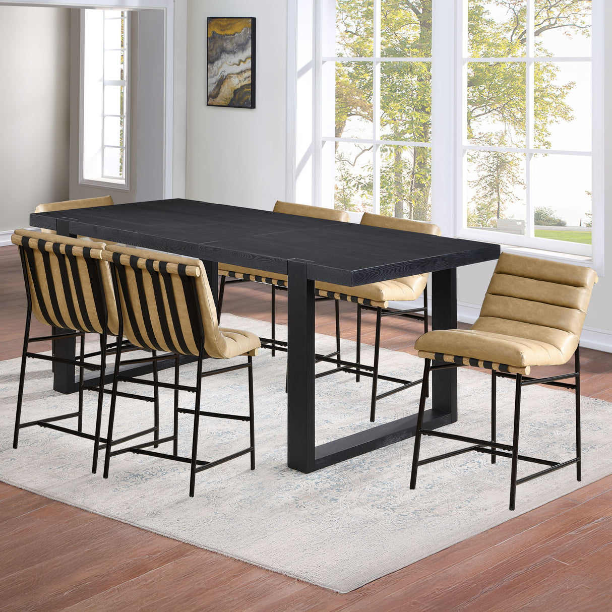Yves - Counter Table With 6 Nicco Chairs