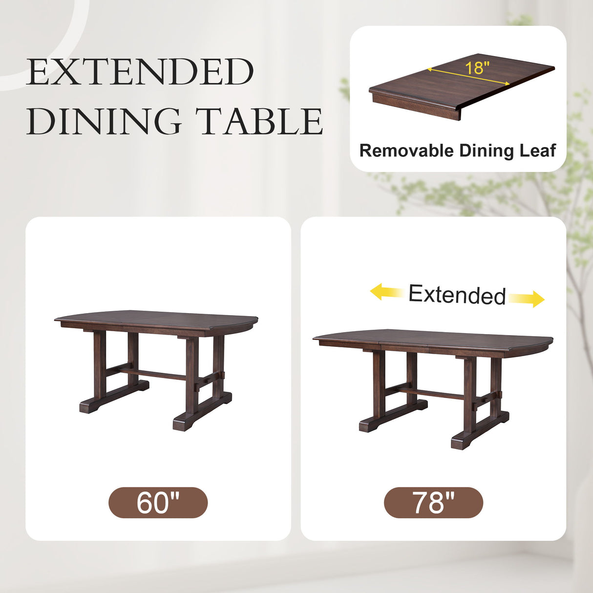 6 Piece Extendable Dining Table Set, Wood Table With Removable Leaf, 4 Upholstered Chairs And Bench - Cherry