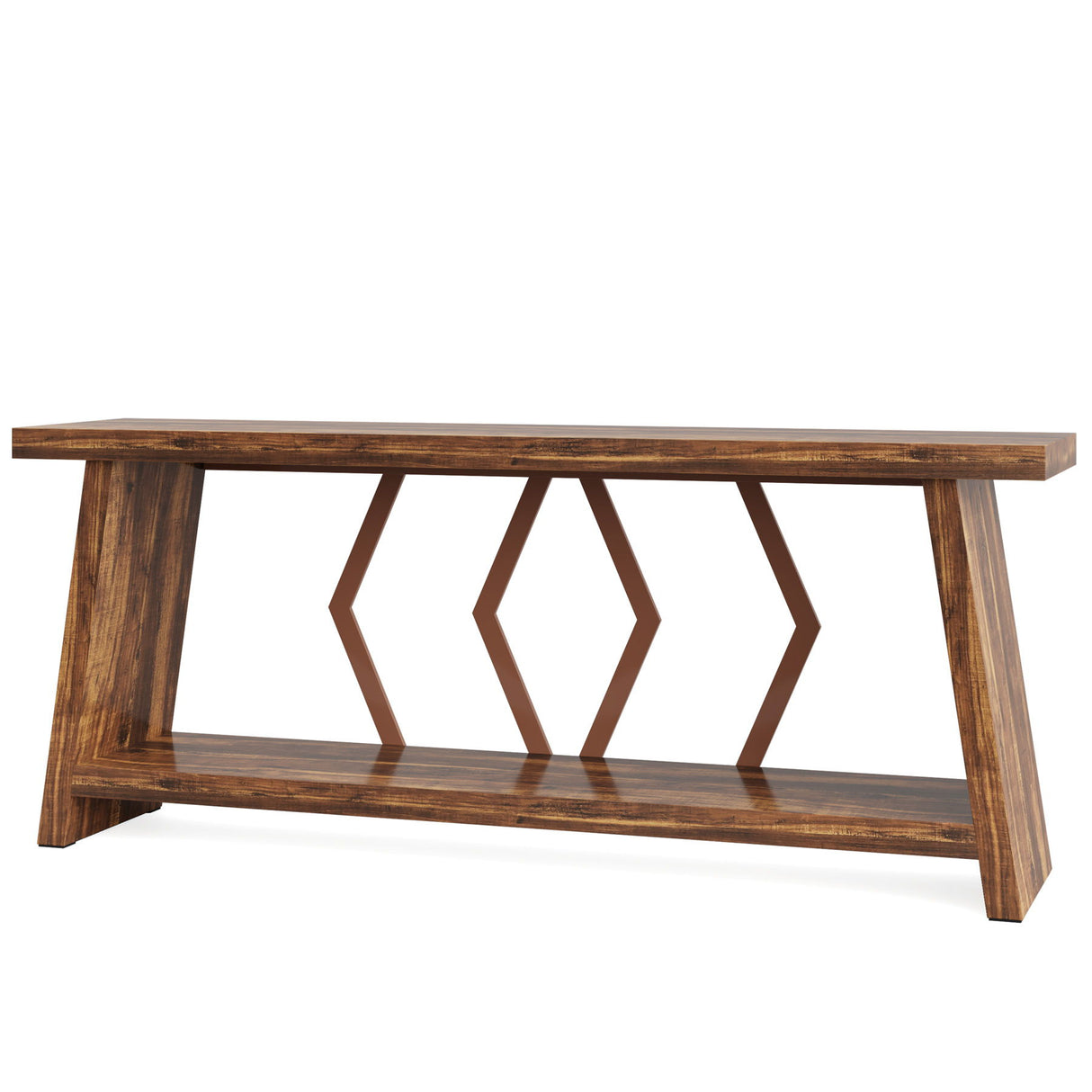 Accent Extra Long Console Table With 2 Tier Storage - Brown