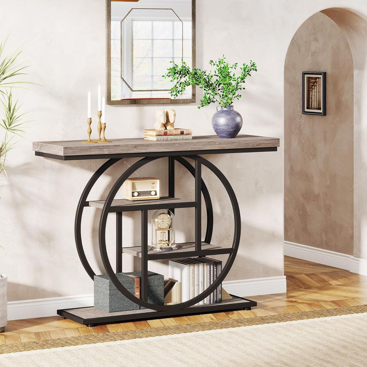 Console Table With 4 Tier Design For Living Hallway