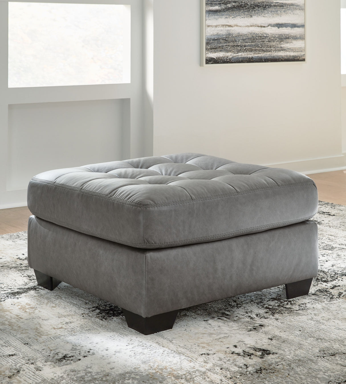 Clairette Court - Oversized Accent Ottoman - Alloy