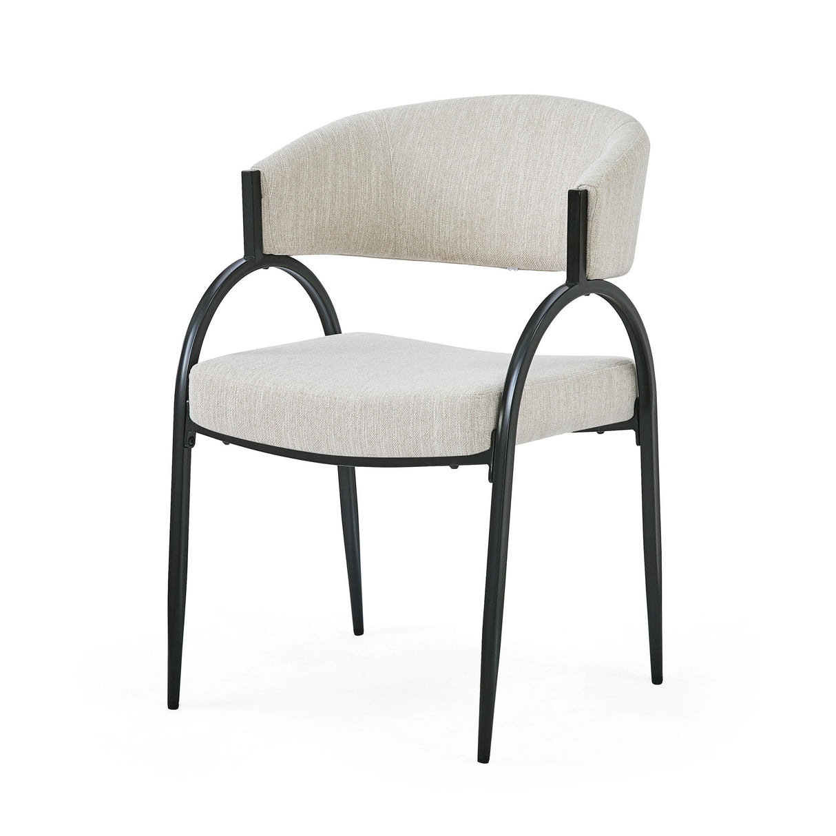 Contemporary Upholstered Dining Chairs With Metal Legs (Set of 2)