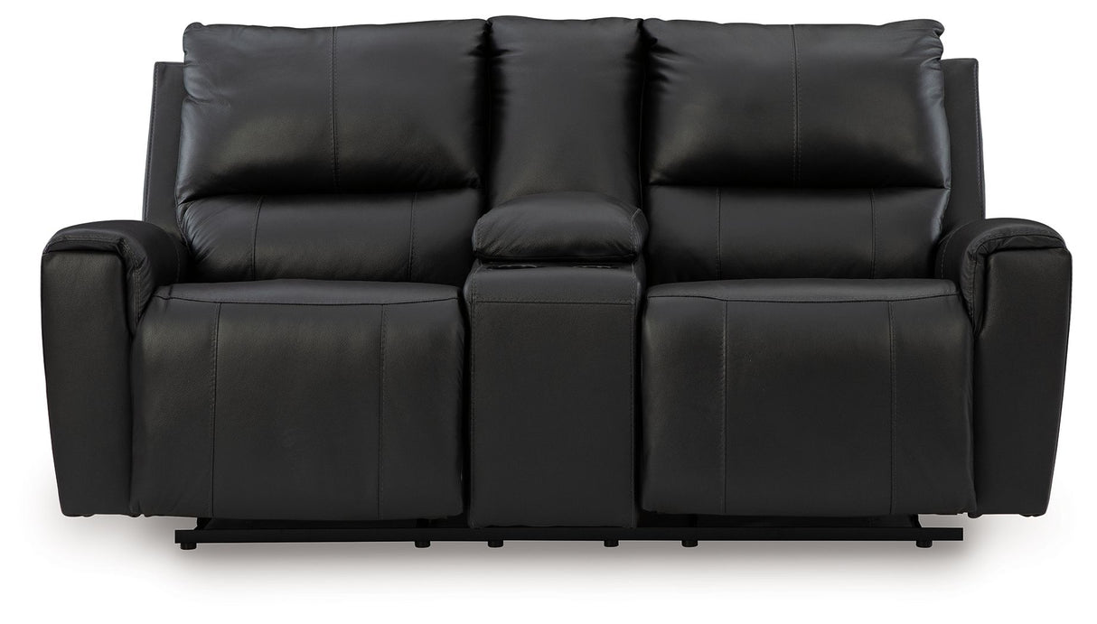 Glossmore - Reclining Loveseat With Console - Black