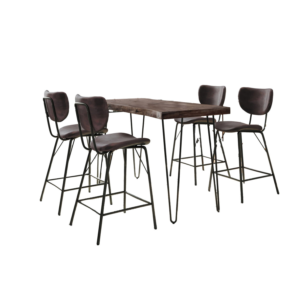 Nature's Edge - 5 Piece Counter Set With Modern Barstools - Slate