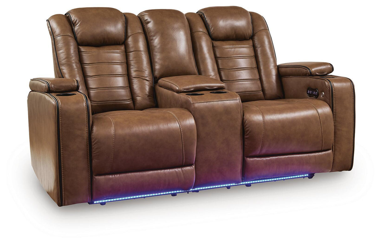 Gruaro - Power Reclining Loveseat With Console / Adjustable Headrest - Amber