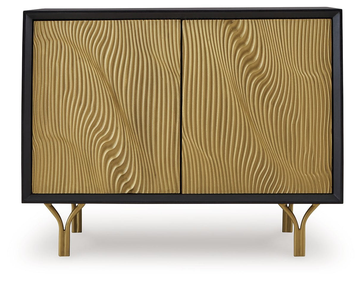 Tayner - Accent Cabinet - Black / Gold Finish