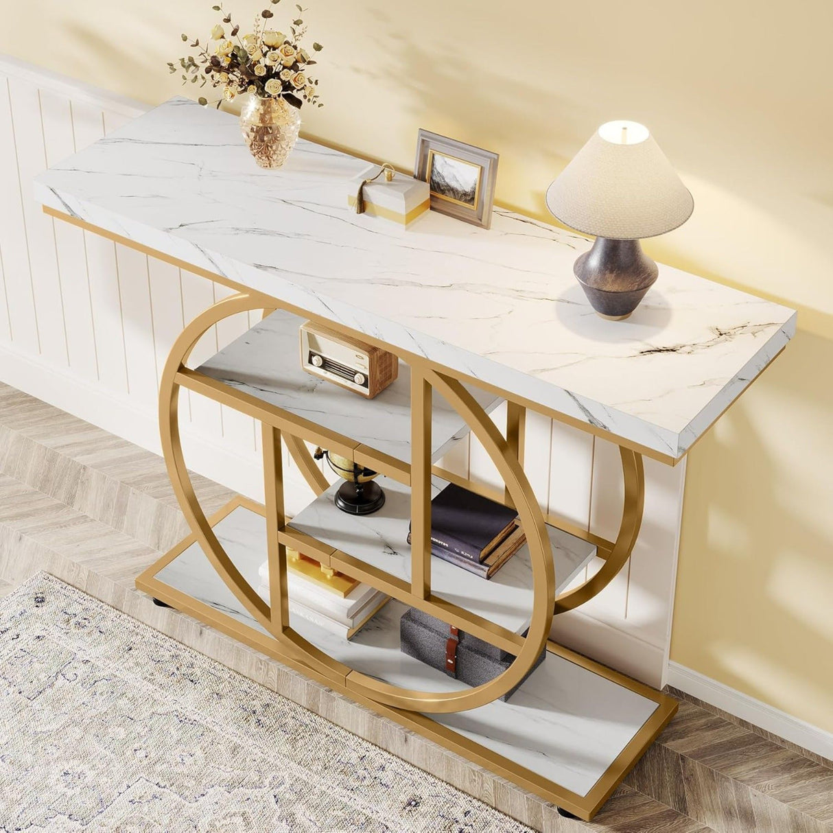 Console Table With 4 Tier Design For Living Hallway