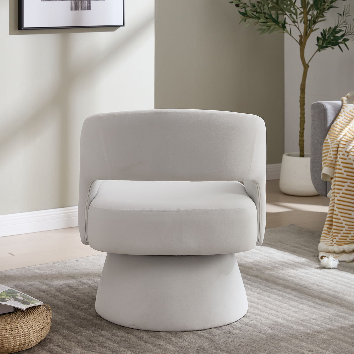 Swivel Barrel Chair With 360 Degree Rotation
