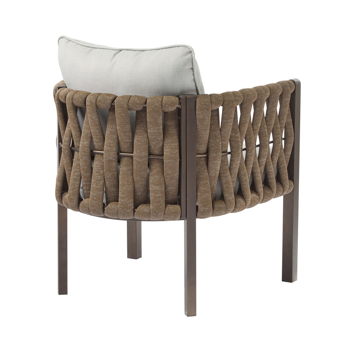 2 Pieces Outdoor Metal Patio Club Chair, Patio Furniture Arm Chair With Cushion, Modern Outdoor Furniture Deep Seating For Porch, Garden, Backyard, Balcony - Brown / Light Gray