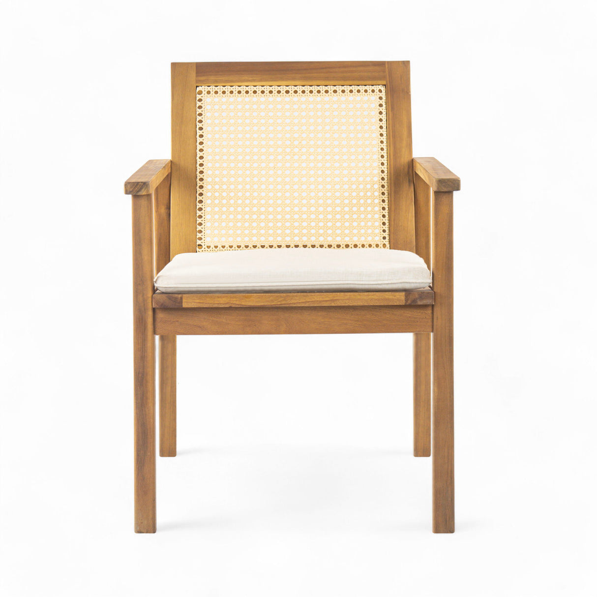 Preston - Outdoor Dining Chair With Cushion (Set of 2) - Teak / Beige