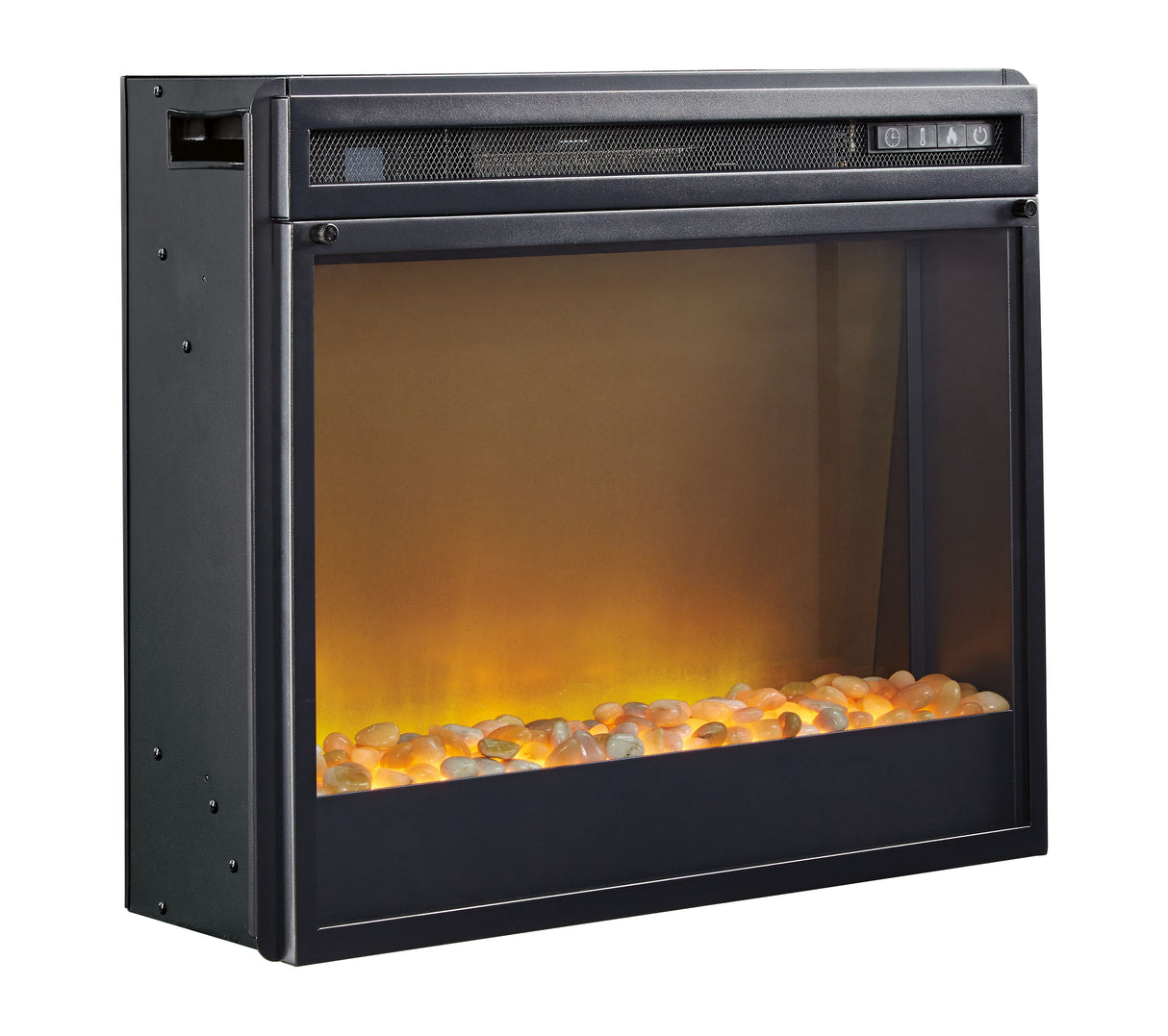 Entertainment Accessories - Fireplace Insert Glass/Stone - Black
