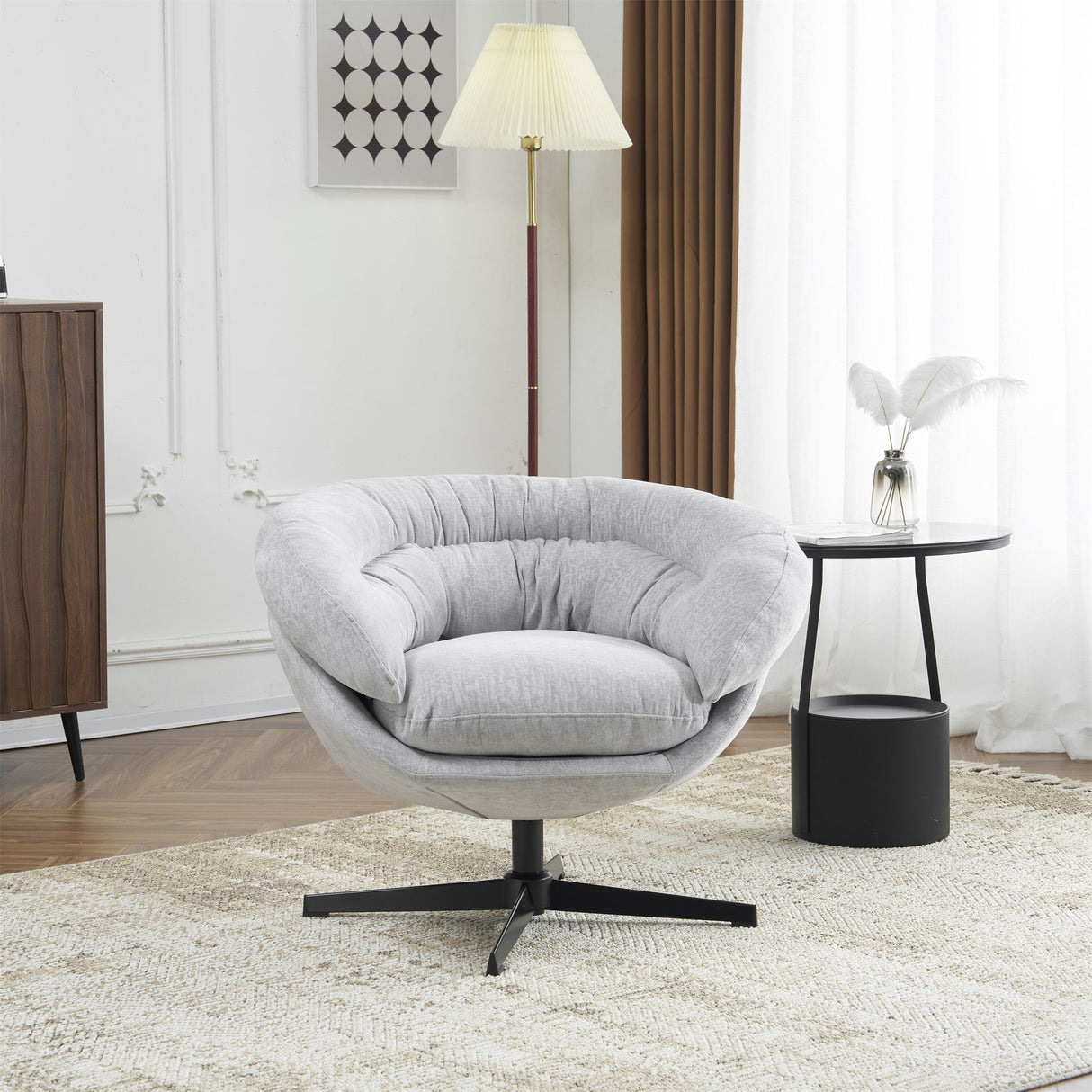 Modern Chenille Office Chair With 360 Degree Swivel