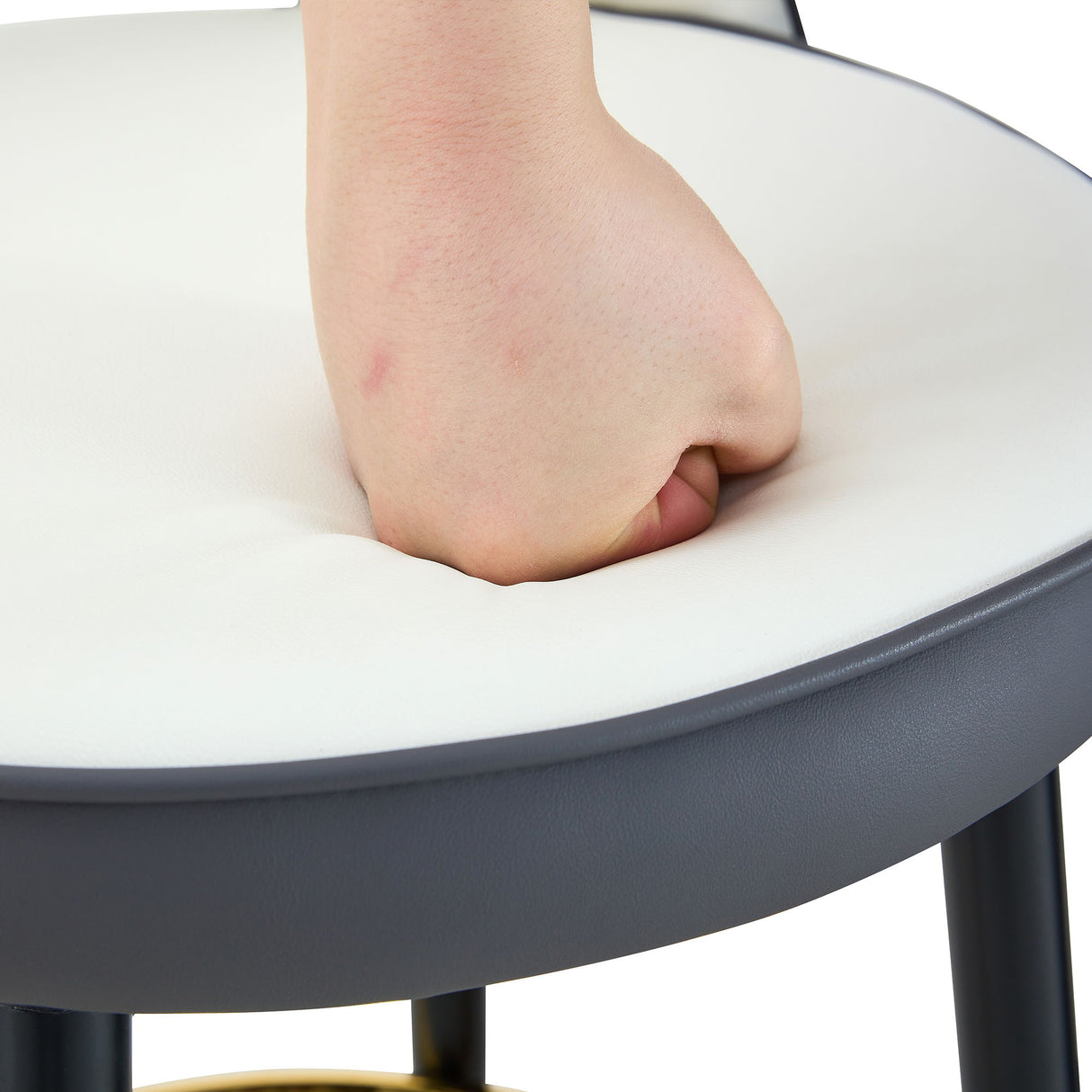 Upholstered Rotatable Bar Chair With Metal Legs For Dining Room