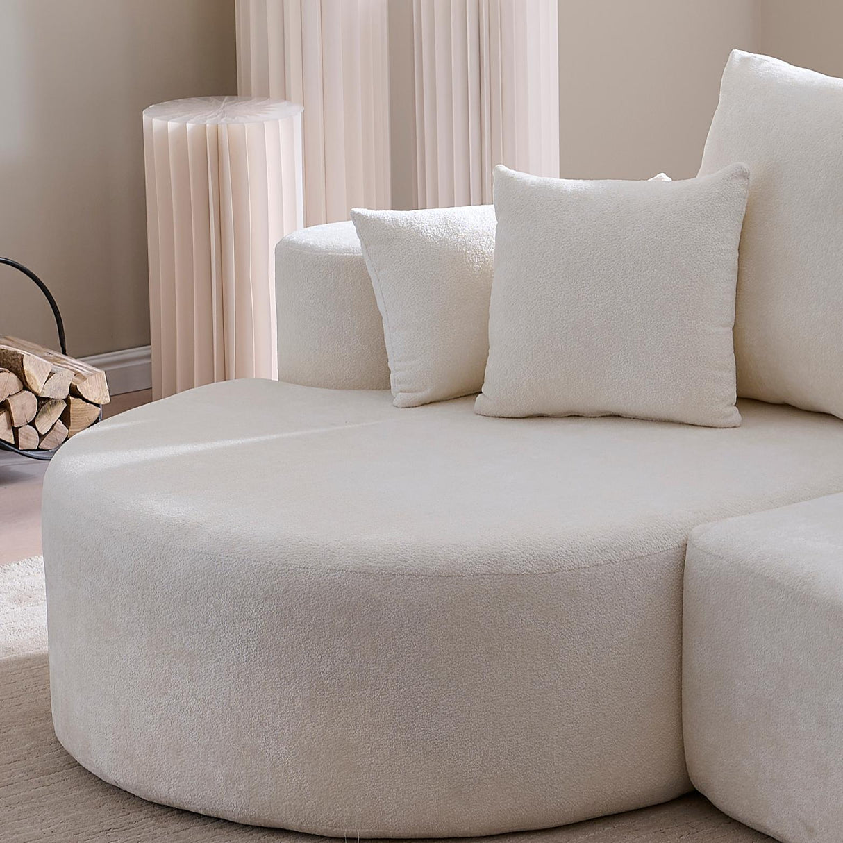 2 Piece Fabric Cloud Curved Sectional Sofa With Chaise For Living Room