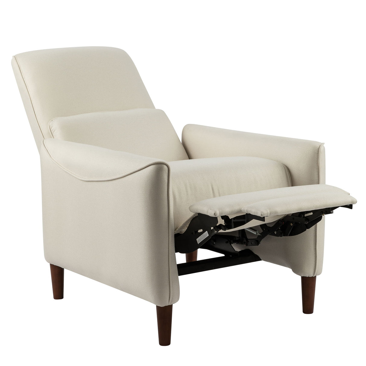 Upholstered Push Recliner Chair With Rubber Wood Legs For Living Room