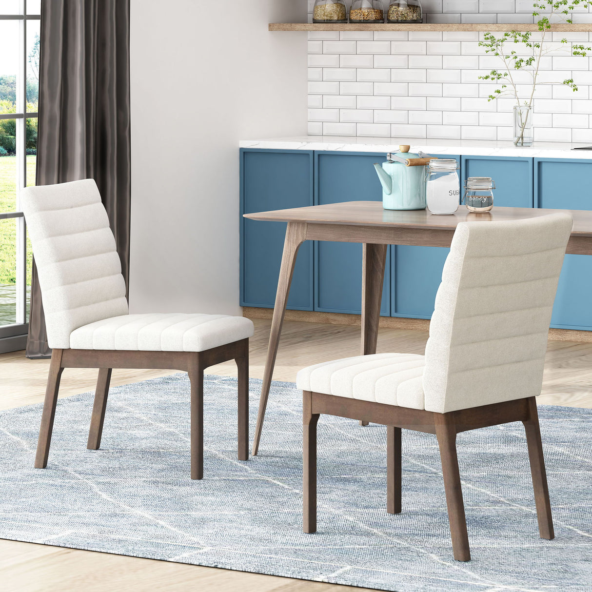 Upholstered Dining Chairs With Rubber Legs (Set of 2)