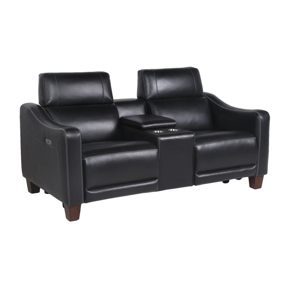 Giorno - Dual Power Console Loveseat - Black