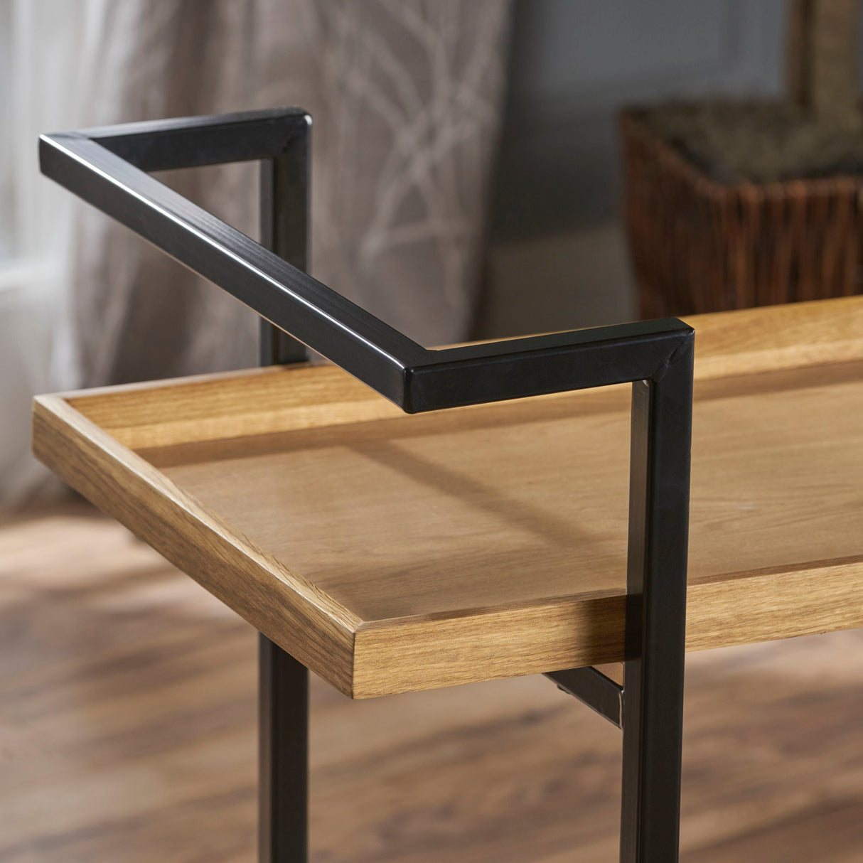 Modern Industrial Bar Cart With Shelving And Casters