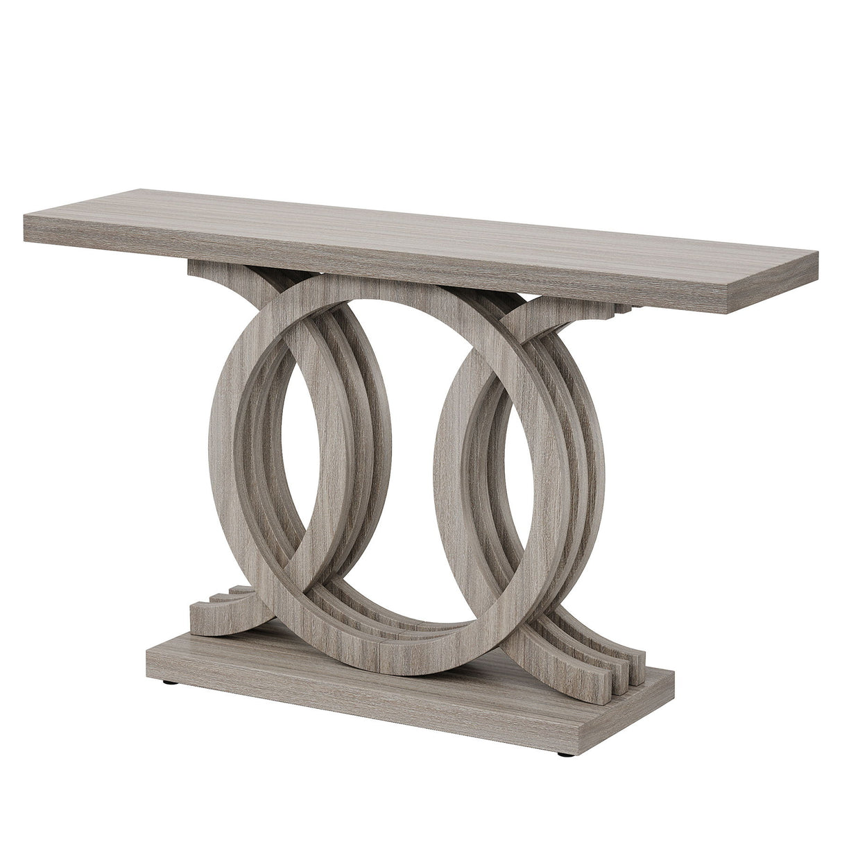 Console Table With Geometric Base For Living Hallway - Gray