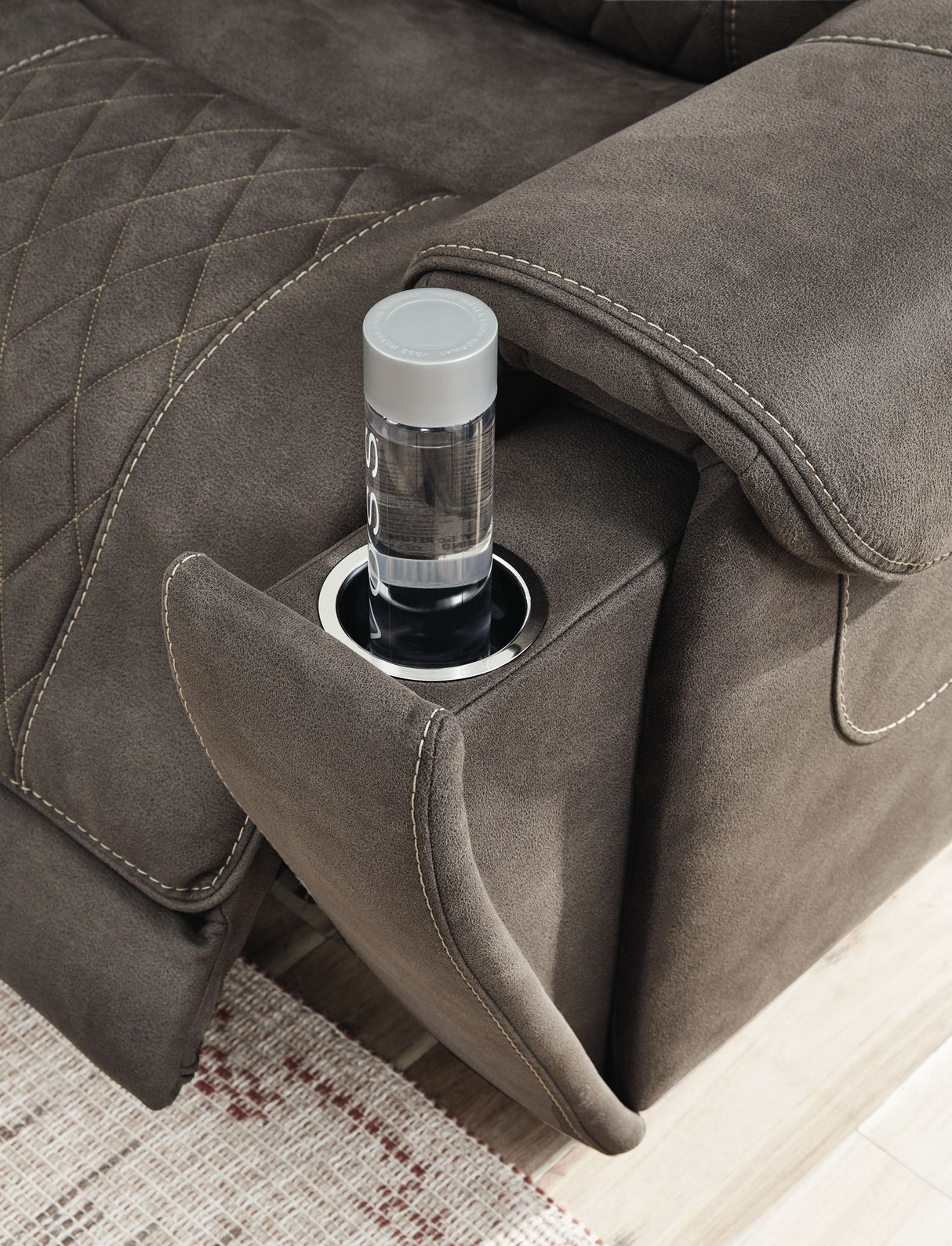 Hoopster - Zero Wall Power Recliner with Console 6 Pc Sectional - Gunmetal