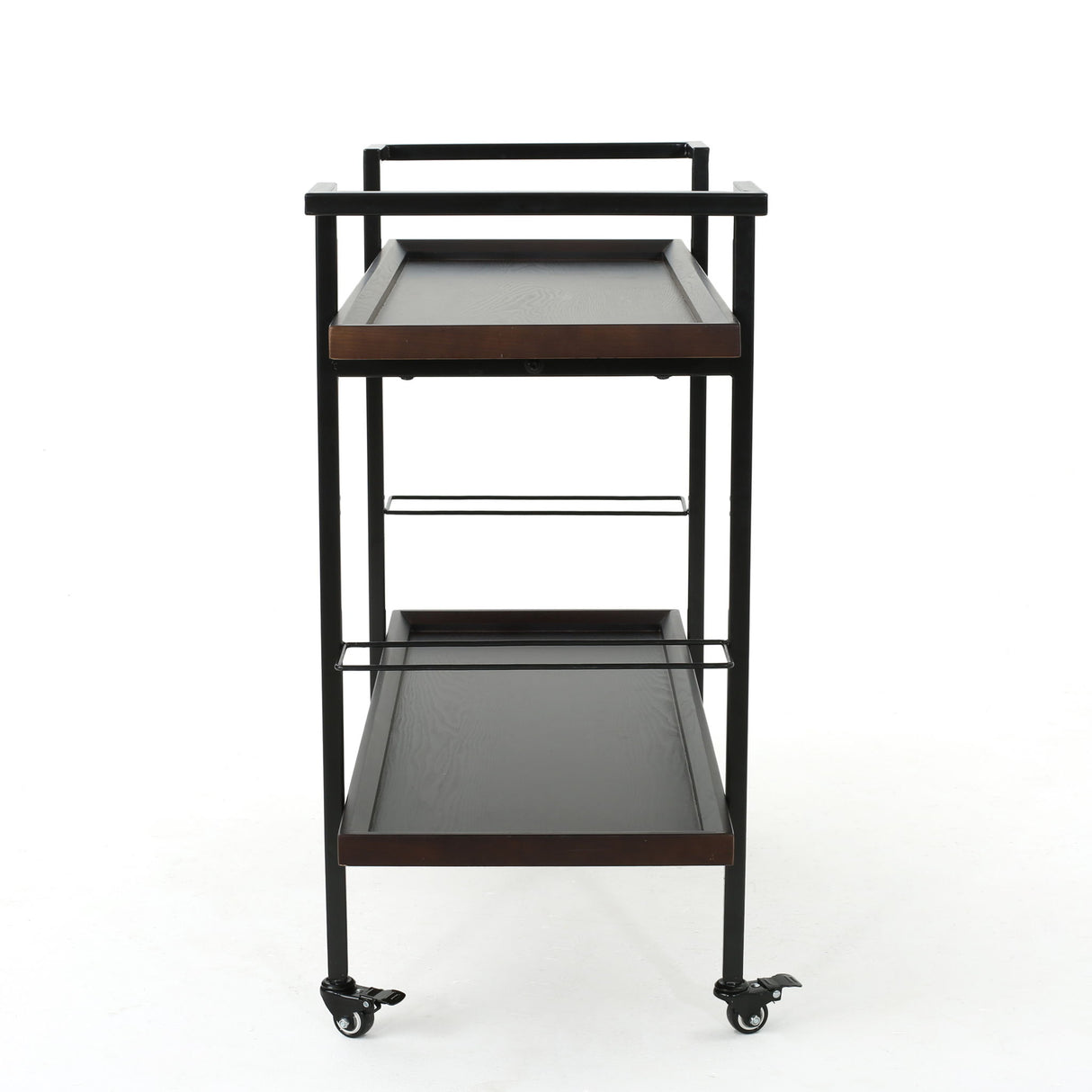 Modern Industrial Bar Cart With Shelving And Casters
