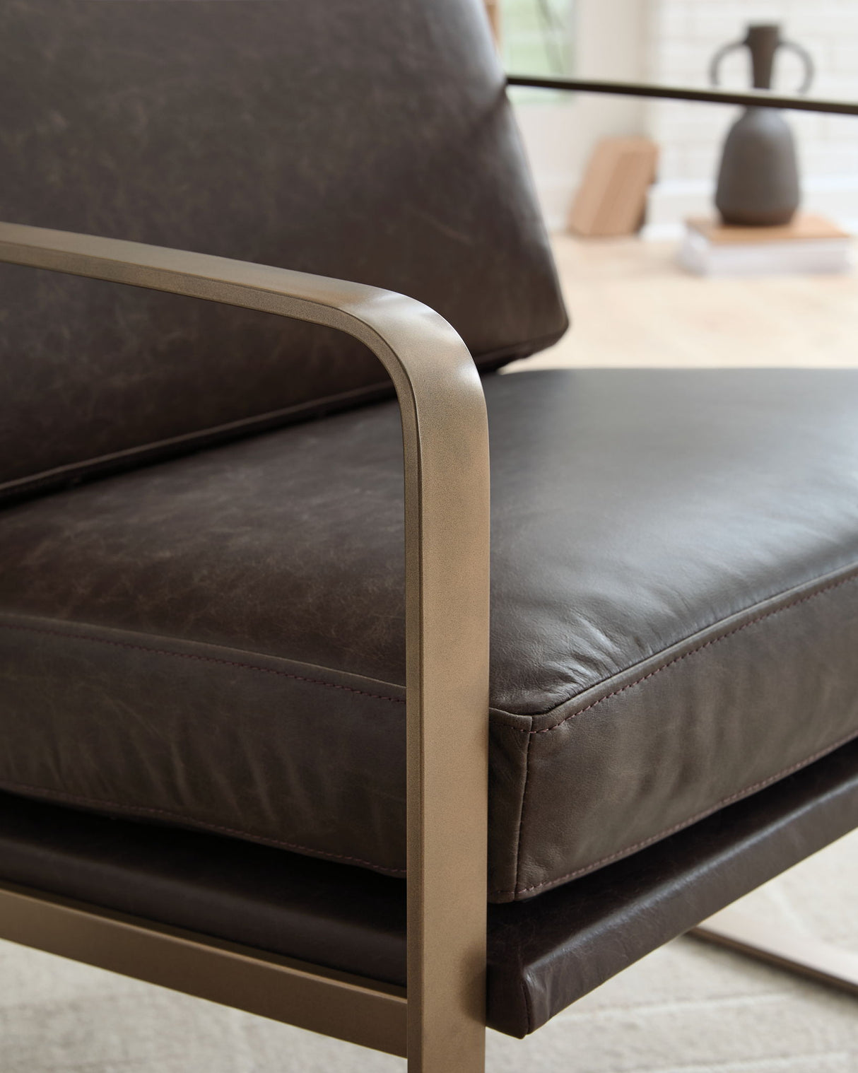 Bradett - Accent Chair - Dark Brown / Gold Finish