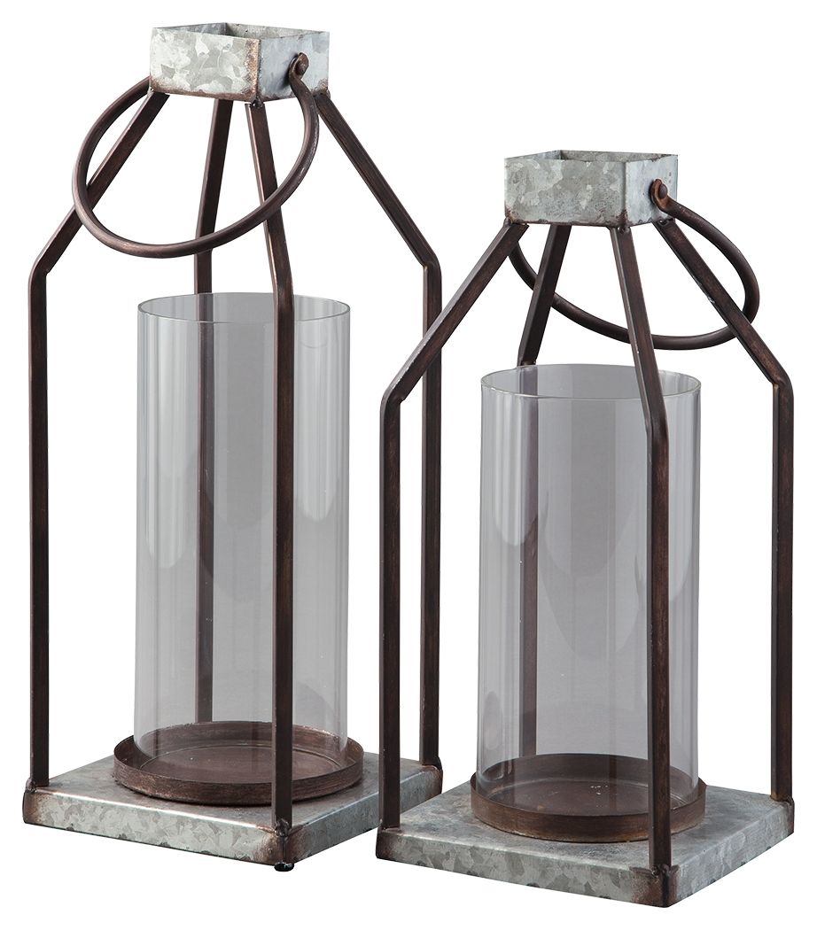 Diedrick - Indoor/Outdoor Lantern Set (Set of 2) - Gray / Black