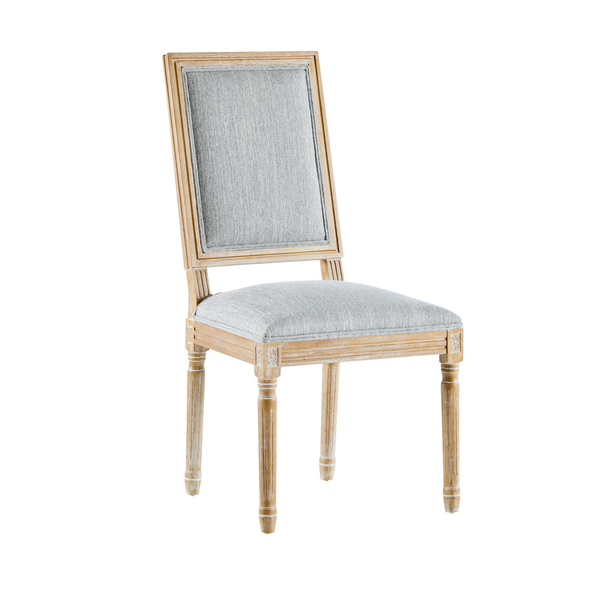 French Country Style Dining Chair With Upholstered Seating And Fluted Legs