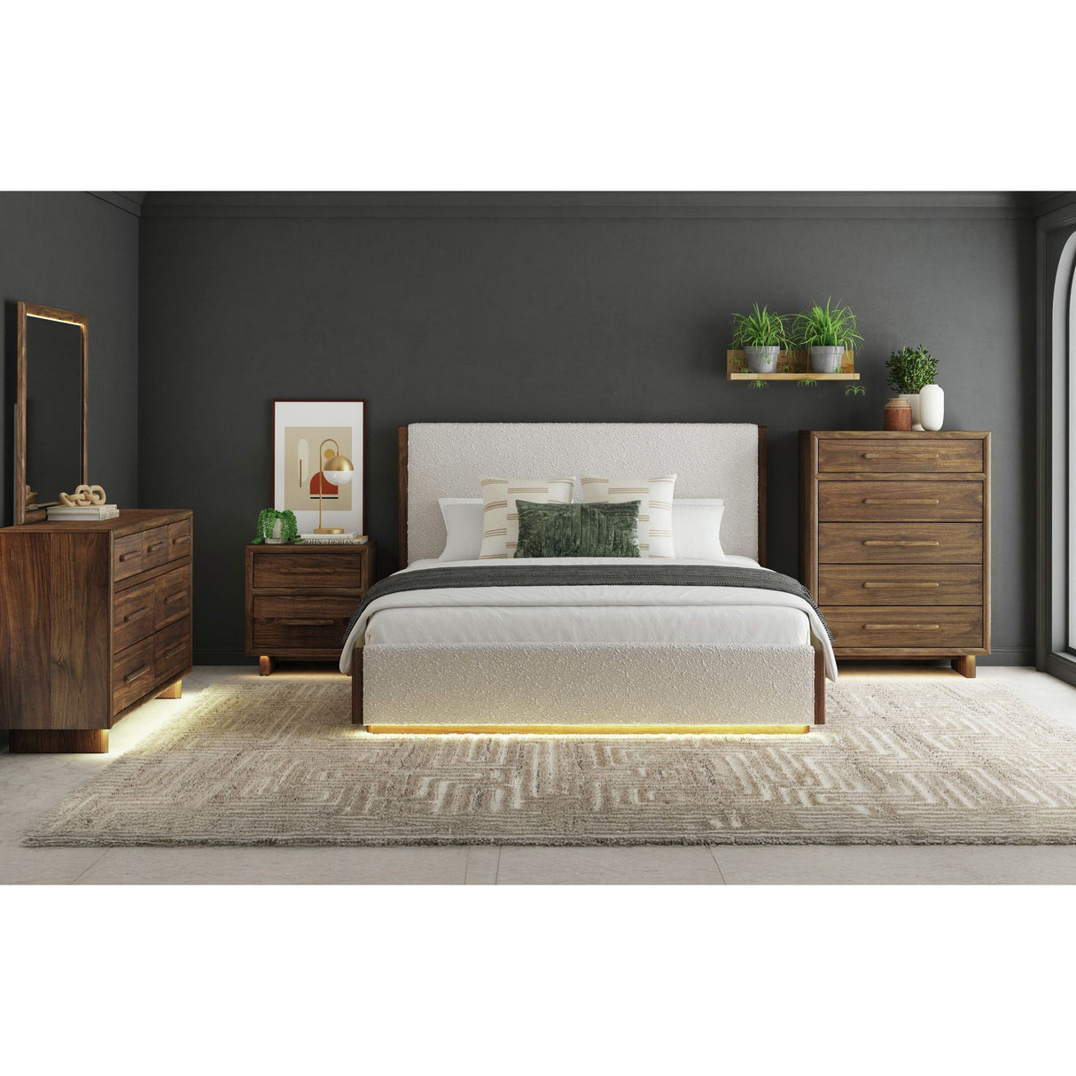 Brisbane - Nightstand With USBC And LED - Brown