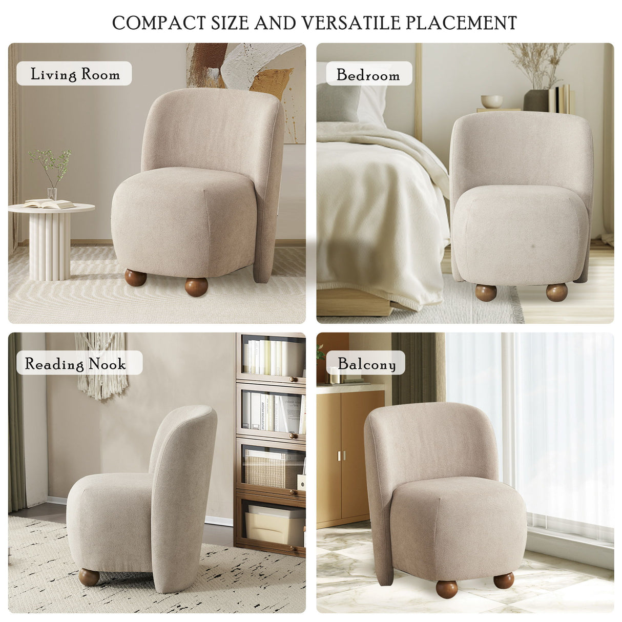Modern Low Back Accent Upholstered Armless Living Room Chairs, Round Feet