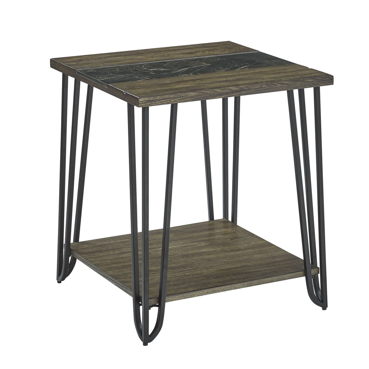 Harper - End Table With Sintered Stone Inlay - Brown