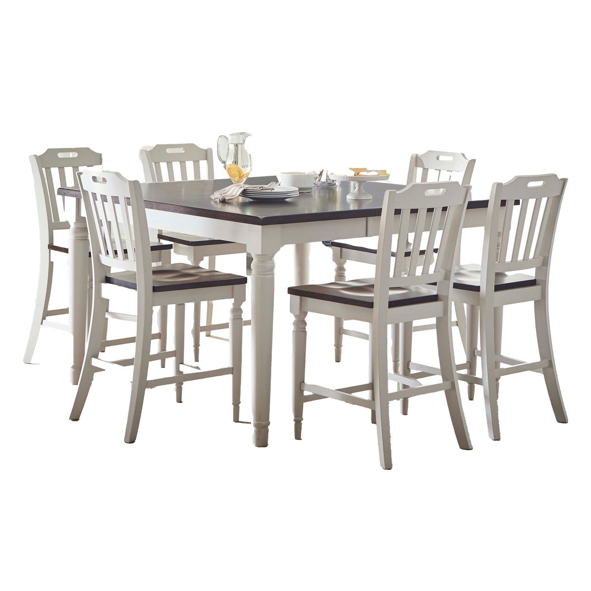 Orchard Park - 7 Piece Counter Set - Soft Gray / Dark Brown