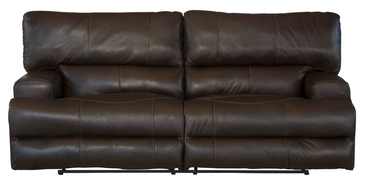 Wembley - Italian Leather Match Lay Flat Reclining Sofa - Chocolate