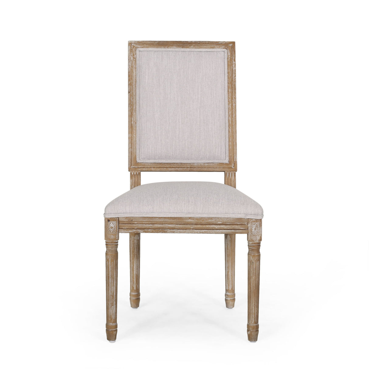 French Country Style Dining Chair With Upholstered Seating And Fluted Legs