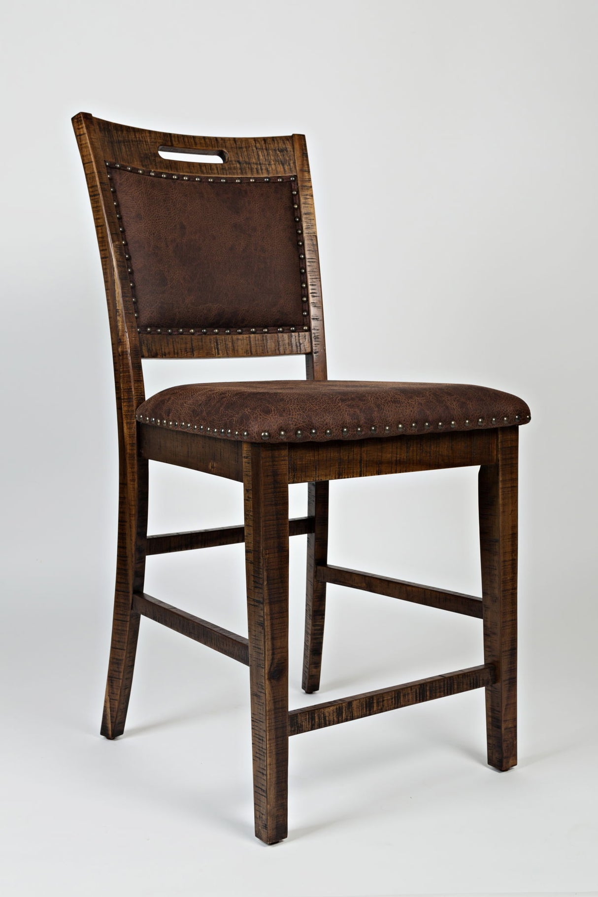 Cannon Valley - Upholstered Back Stool (Set of 2) - Distressed Medium Brown