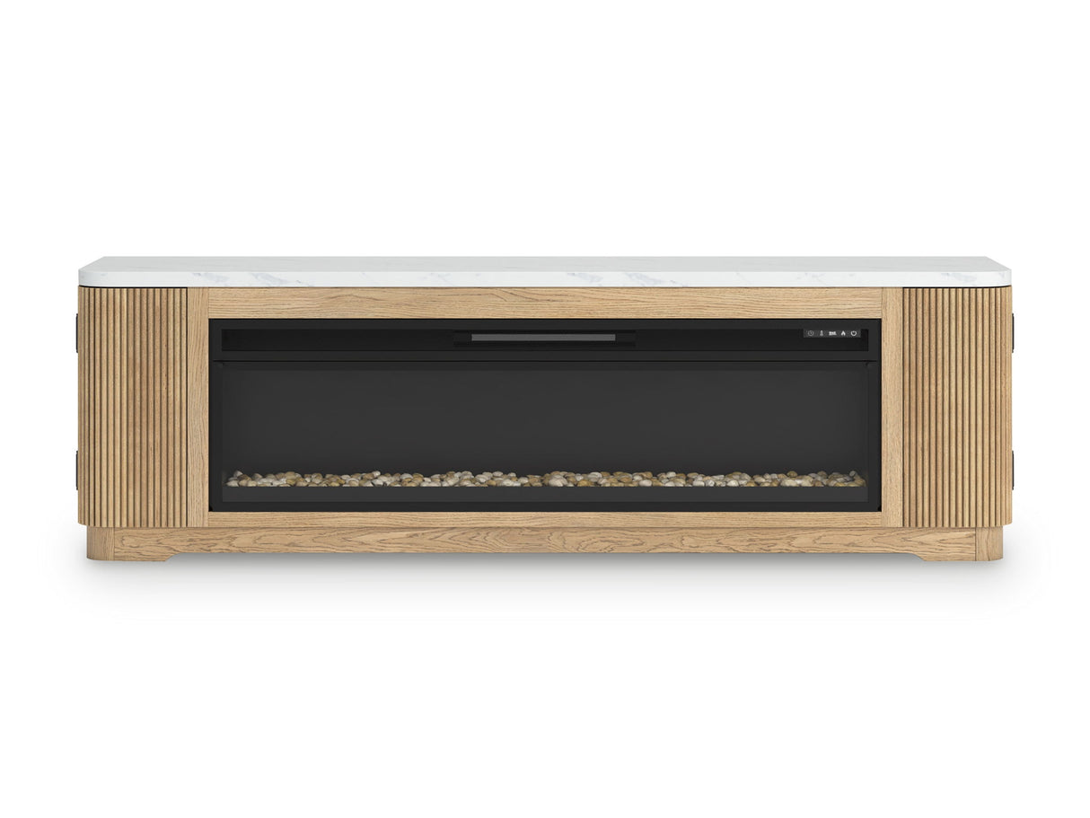 Camdill - 80" TV Stand With Electric Fireplace - Light Brown