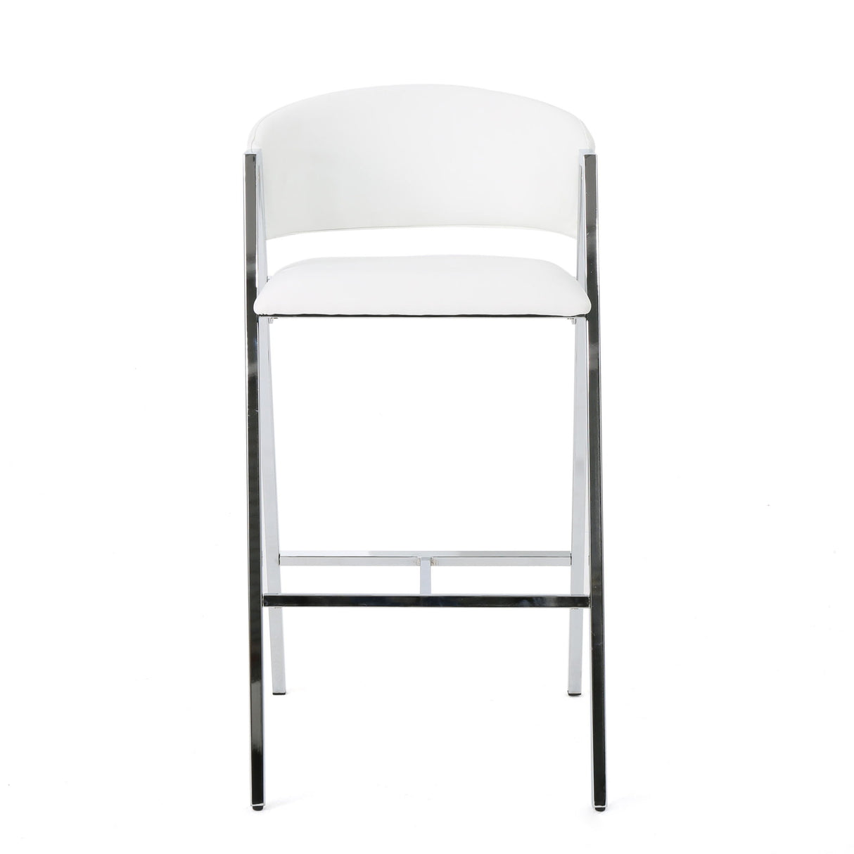 Modern Bar Stools With Low Back And Arms And Durable Metal Frame (Set of 2) - Ivory