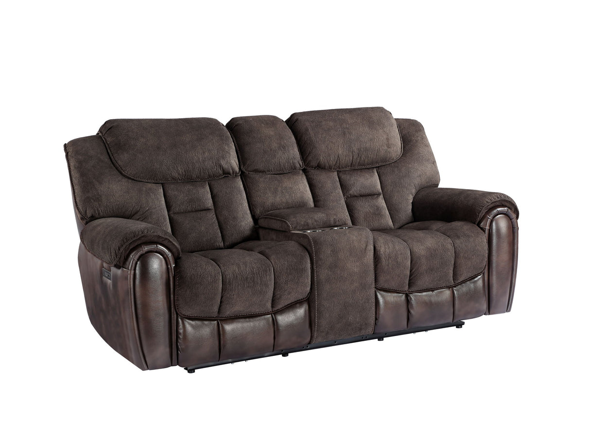 Apollo - Dual Power Console Loveseat - Black