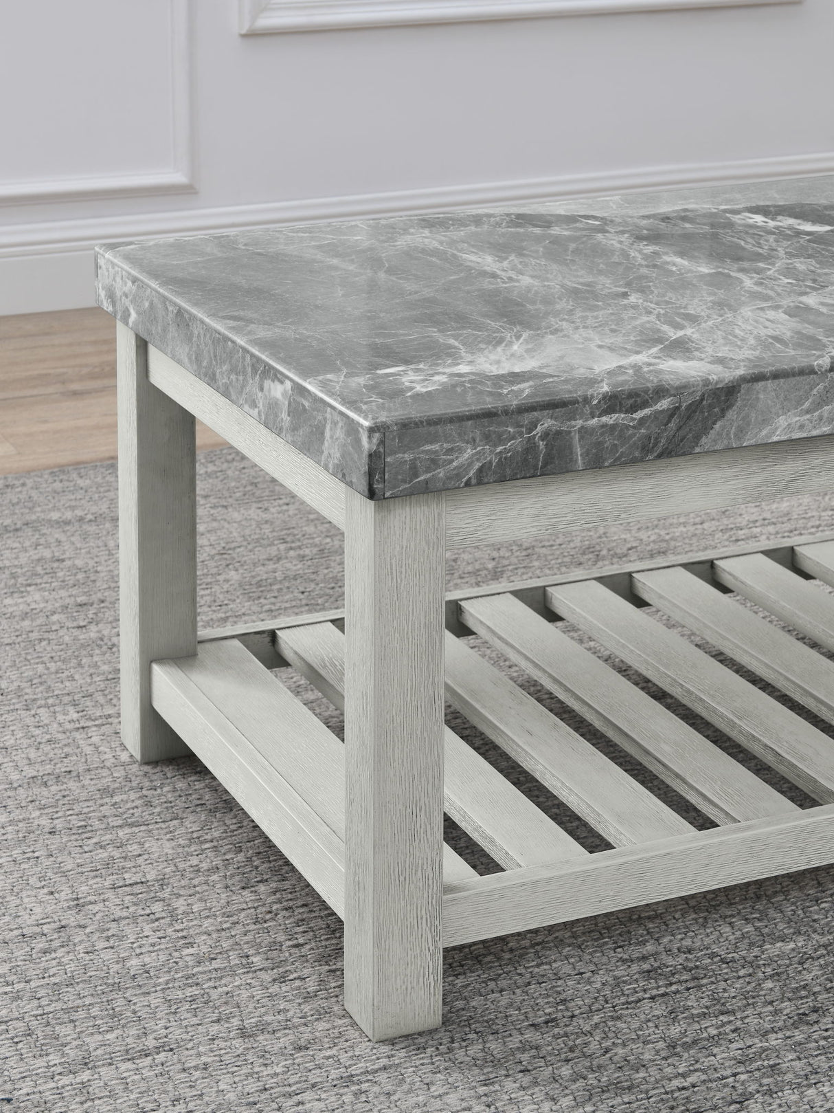 Canova - Gray Marble Top End Table - White