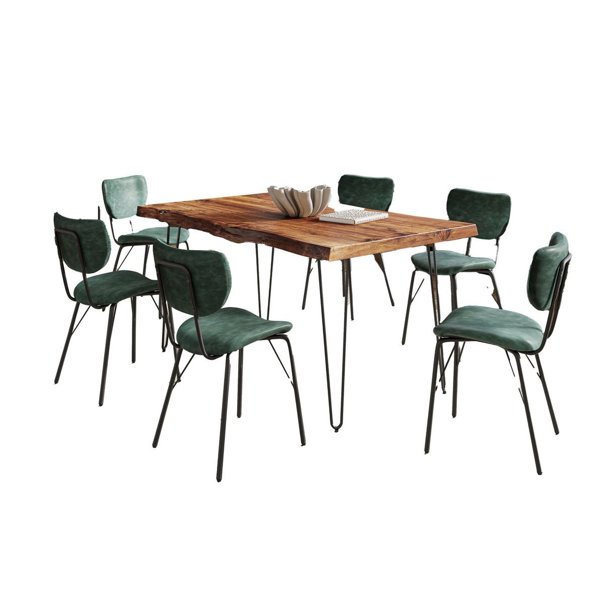 Nature's Edge - 7 Piece Upholstered Dining Set - Chestnut