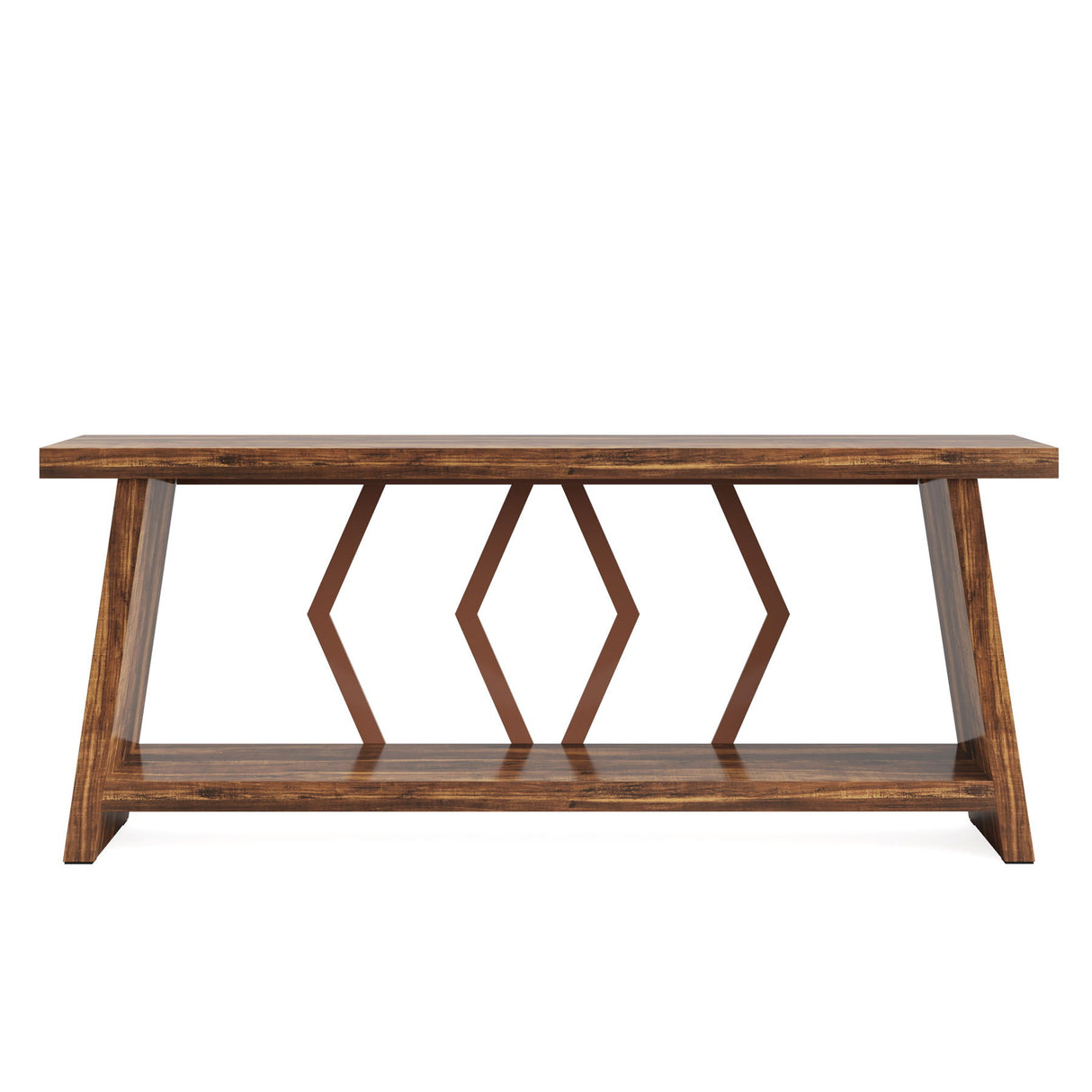 Accent Extra Long Console Table With 2 Tier Storage - Brown