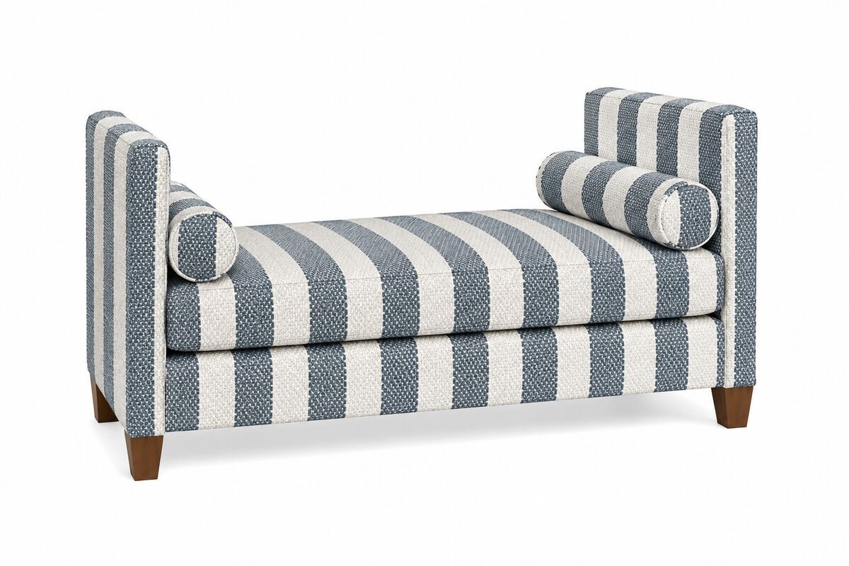 Tide & Timber - Stripe Upholstered Daybed - Luxe Blue Oak
