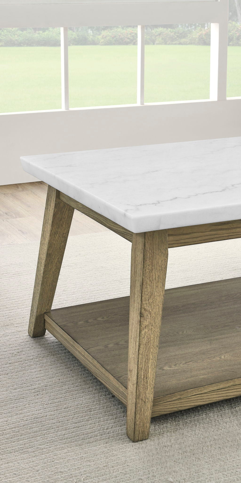 Vida - Marble Top Coffee Table With Casters - Brown